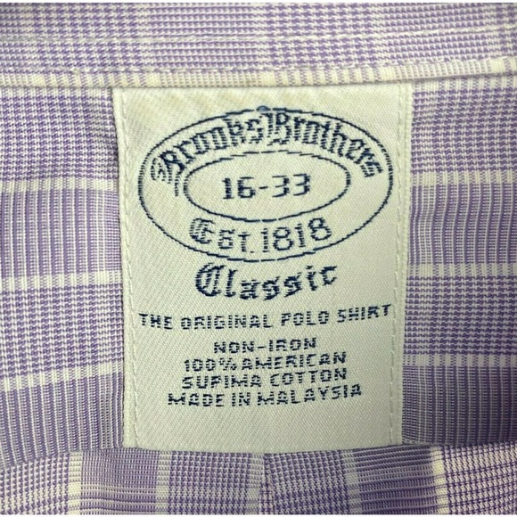 Brooks Brothers 16 33 (Large) Non Iron Check lavender - Picture 2 of 5